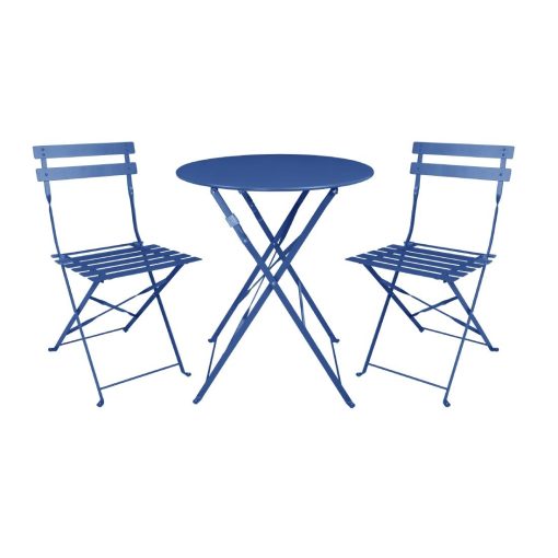 Bolero Perth Pavement Style Folding Chairs Dark Navy Pack of 2 (FU541)