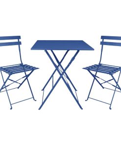 Bolero Perth Pavement Style Folding Chairs Dark Navy Pack of 2 (FU541)