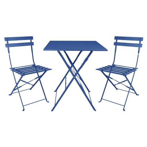 Bolero Perth Pavement Style Folding Chairs Dark Navy Pack of 2 (FU541)