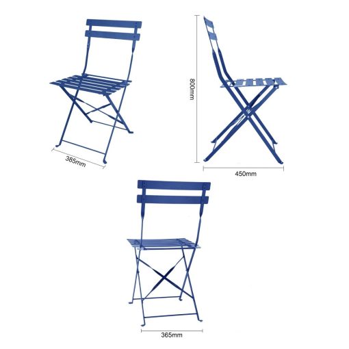 Bolero Perth Pavement Style Folding Chairs Dark Navy Pack of 2 (FU541)