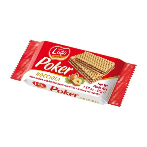 Lago Poker Hazelnut Cream Wafers 45g Pack of 20 (HT326)