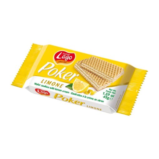 Lago Poker Lemon Cream Wafers 45g Pack of 20 (HT329)