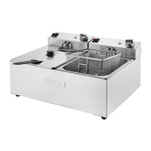 Buffalo Twin Tank Twin Basket 2x5Ltr Countertop Fryer 2x2-8kW (CU618)