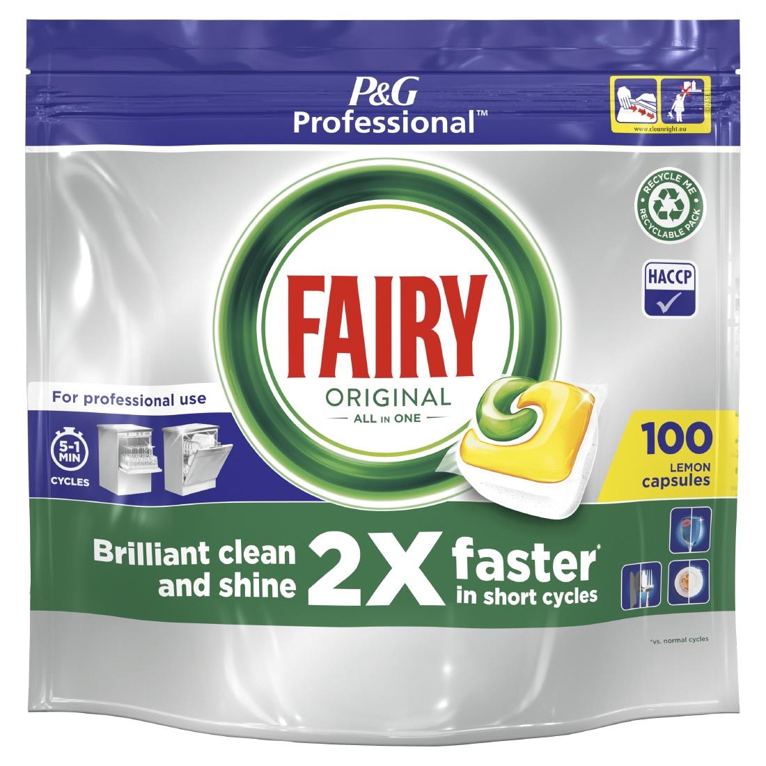 Fairy Professional Original All-In-One Dishwasher Tablets Lemon Pack of 2 x 100 (DX543)