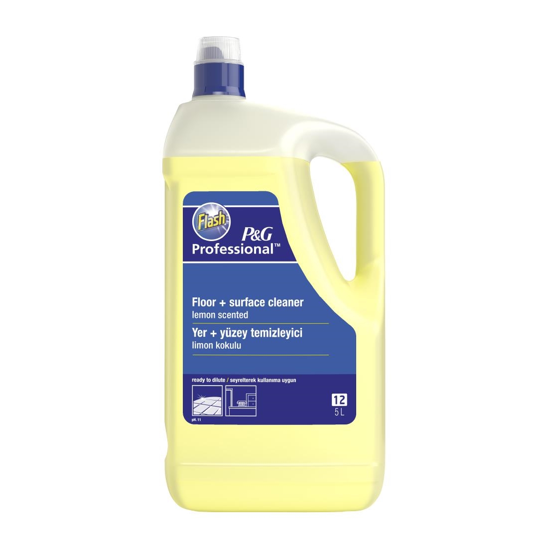 Flash Professional 12 Floor and Surface Cleaner Lemon Pack of 2 x 5Ltr (DX551)