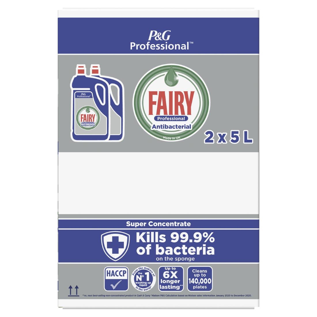 Fairy Professional Super Concentrated Washing Up Liquid Antibacterial 5Ltr Pack of 2 (DX557)