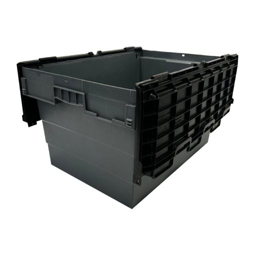 Vogue Plastic Transport Storage Crate with Attached Lid 600x400x320mm (DX995)