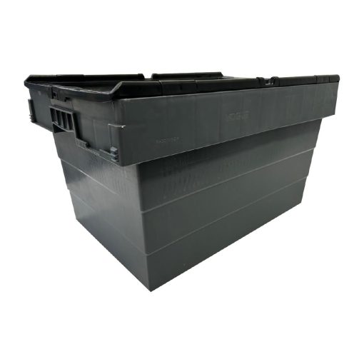 Vogue Plastic Transport Storage Crate with Attached Lid 600x400x320mm (DX995)