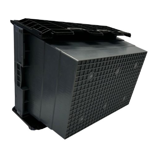 Vogue Plastic Transport Storage Crate with Attached Lid 600x400x320mm (DX995)