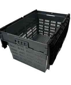 Vogue Perforated Plastic Transport Storage Crate with Attached Lid 600x400x320mm (DX996)