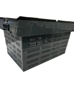 Vogue Perforated Plastic Transport Storage Crate with Attached Lid 600x400x320mm (DX996)