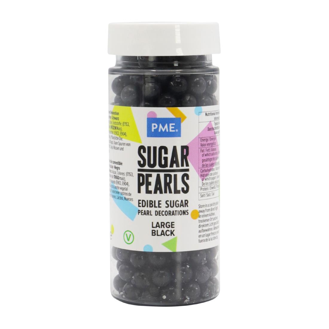 PME Large Sugar Pearls 90g - Black (HU221)