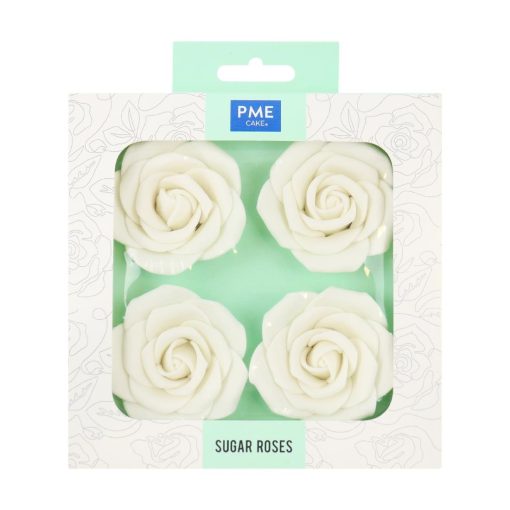 PME White Sugar Roses 62mm Pack of 4 (HU358)