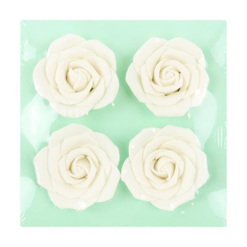 PME White Sugar Roses 62mm Pack of 4 (HU358)