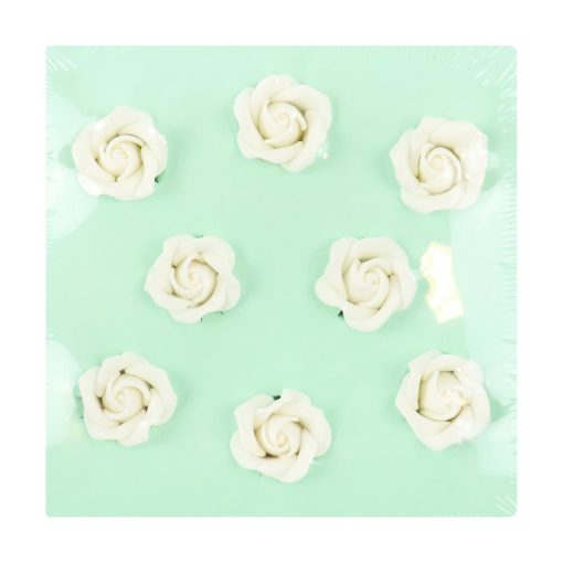 PME White Sugar Roses 32mm Pack of 8 (HU360)