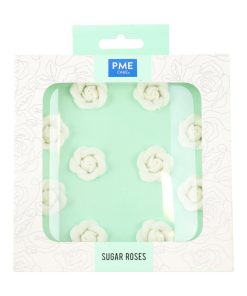 PME White Sugar Roses 25mm Pack of 10 (HU361)