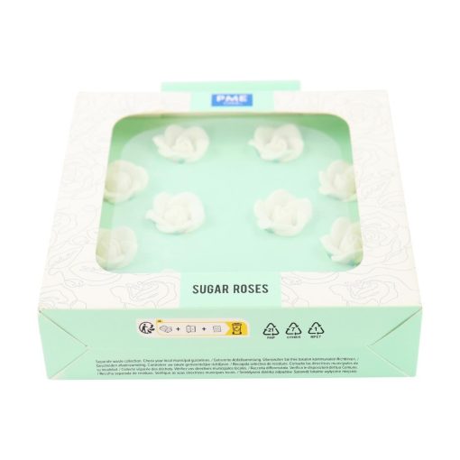 PME White Sugar Roses 25mm Pack of 10 (HU361)