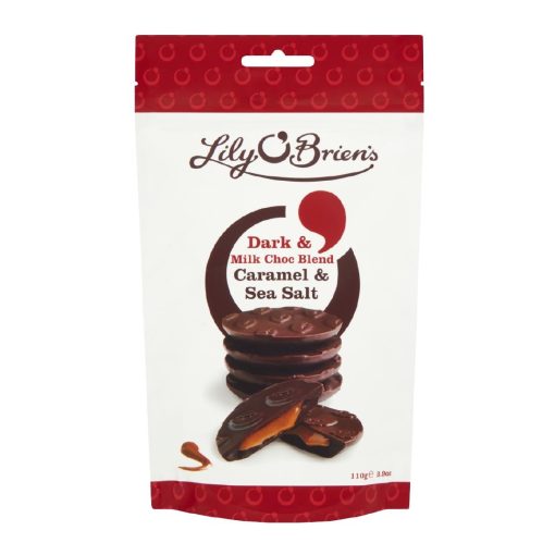 Lily OBriens Dark and Milk Chocolate Caramel and Sea Salt Chocolates Share Bag 100g Pack of 7 (KA208)