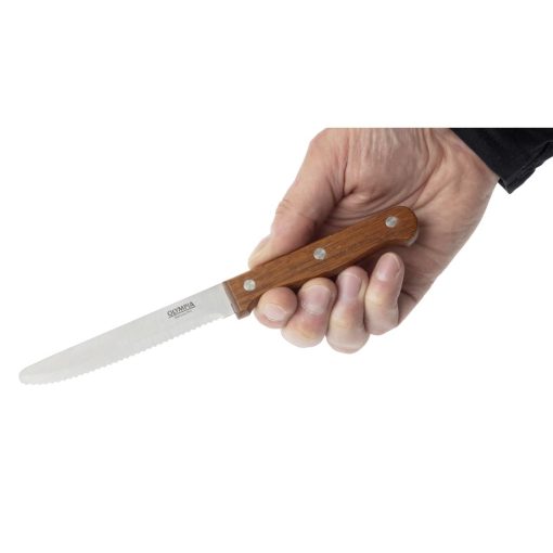 Olympia Rounded Steak Knives Wood Pack of 12 (CS717)