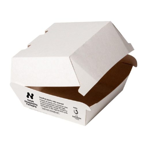 Notpla Clamshell Burger Boxes - White Pack of 200 (HW504)