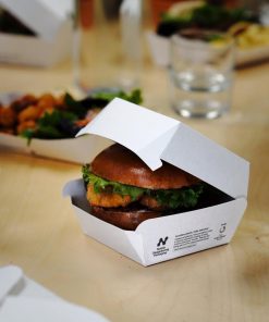 Notpla Clamshell Burger Boxes - White Pack of 200 (HW504)