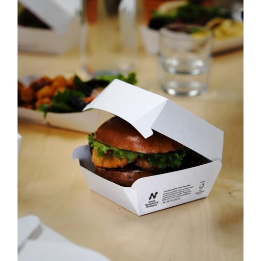 Notpla Clamshell Burger Boxes - White Pack of 200 (HW504)