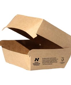 Notpla Clamshell Burger Boxes - Kraft Pack of 200 (HW512)