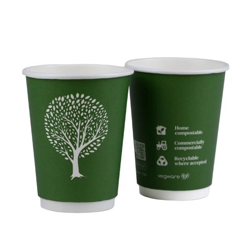 Vegware Green Tree Double Wall Hot Cups 12oz 89-Series Pack of 500 (HX487)