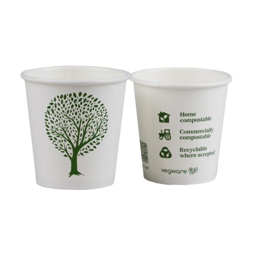 Vegware Green Tree White Hot Cups 4oz 62-Series Pack of 1000 (HX488)