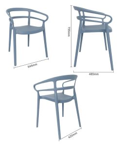 Bolero Mateo Cafe Chairs Slate Blue Pack of 2 (DX980)