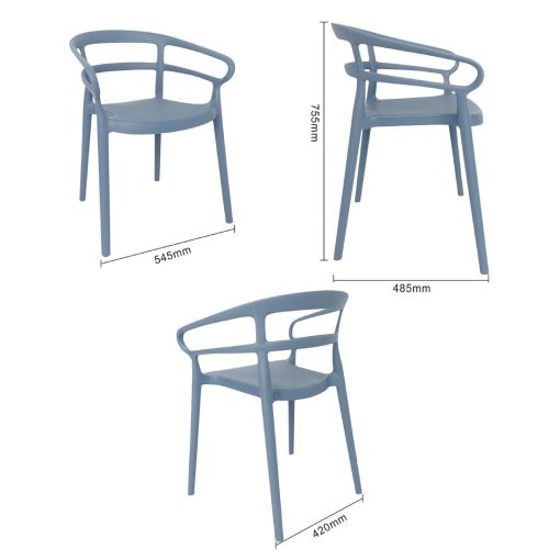 Bolero Mateo Cafe Chairs Slate Blue Pack of 2 (DX980)