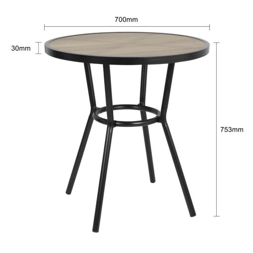 Bolero Marston Round Outdoor Table Black 700mm (DX986)