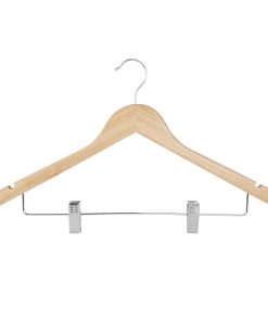 Bolero Wooden Hanger with Anti-Slip Clips Pack of 10 (FU396)