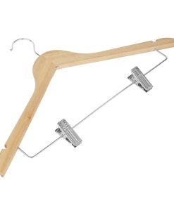 Bolero Wooden Hanger with Anti-Slip Clips Pack of 10 (FU396)