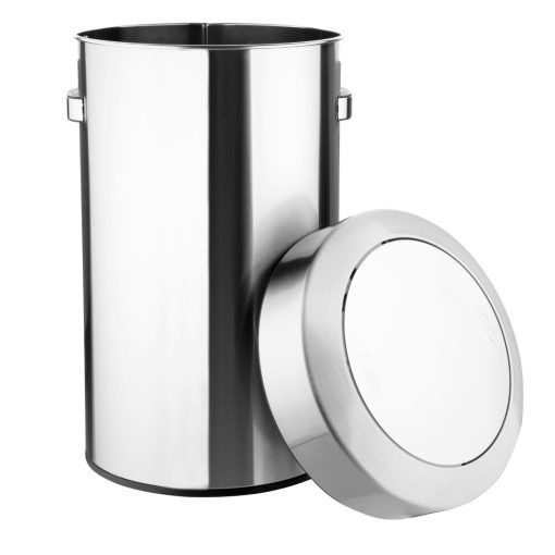 Bolero Brushed Steel Bin with Swing Lid 70Ltr (HT461)