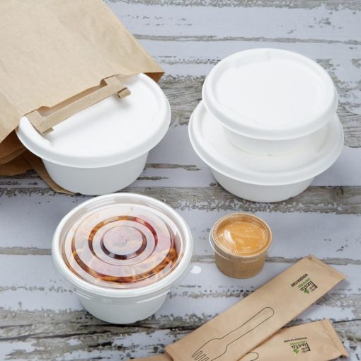 Fiesta Compostable Bagasse Lids for 400-500ml Bowl Bases Pack of 50 (HW025)