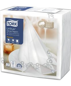 Tork Premium Linstyle 1-4 Fold Napkins White-Black 39x39cm Pack of 700 (HX963)