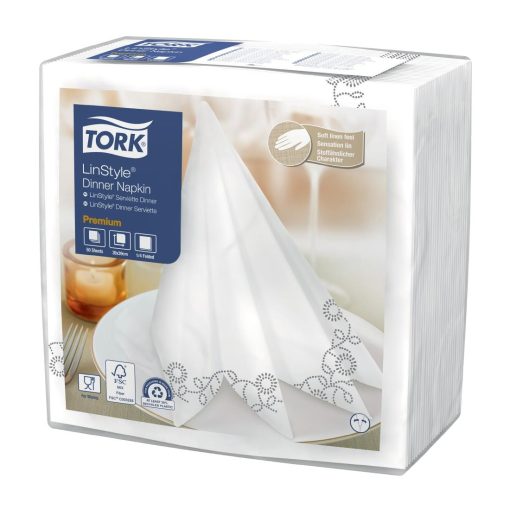 Tork Premium Linstyle 1-4 Fold Napkins White-Black 39x39cm Pack of 700 (HX963)