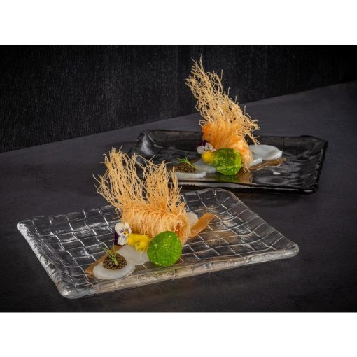 APS Takashi Sushi Board French Grey Glass 230x180mm (HY317)