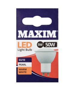 Status Maxim LED GU10 Pearl Warm White 5W Pack of 10 (HC646)