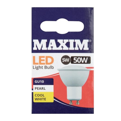 Status Maxim LED GU10 Pearl Cool White 5W Pack of 10 (HC647)