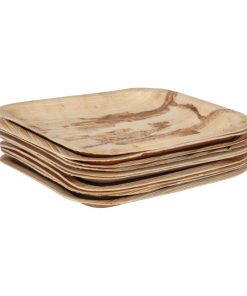 Fiesta Compostable Palm Leaf Plates Square 200mm Pack of 100 (HT872)