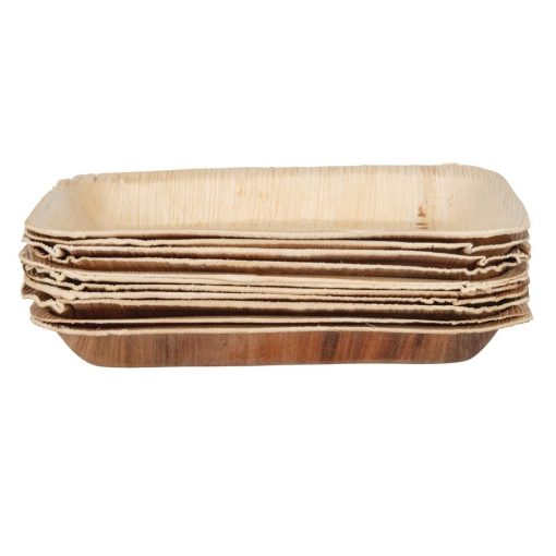 Fiesta Compostable Deep Palm Leaf Plates Rectangular 250mm Pack of 100 (HT874)