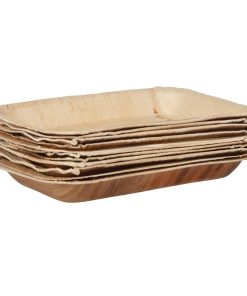 Fiesta Compostable Deep Palm Leaf Plates Rectangular 250mm Pack of 100 (HT874)