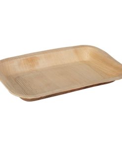 Fiesta Compostable Deep Palm Leaf Plates Rectangular 250mm Pack of 100 (HT874)