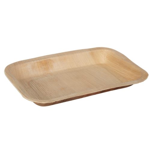 Fiesta Compostable Deep Palm Leaf Plates Rectangular 250mm Pack of 100 (HT874)