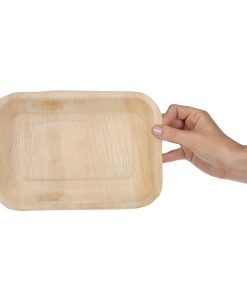 Fiesta Compostable Deep Palm Leaf Plates Rectangular 250mm Pack of 100 (HT874)