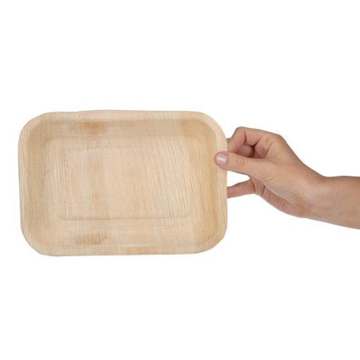 Fiesta Compostable Deep Palm Leaf Plates Rectangular 250mm Pack of 100 (HT874)