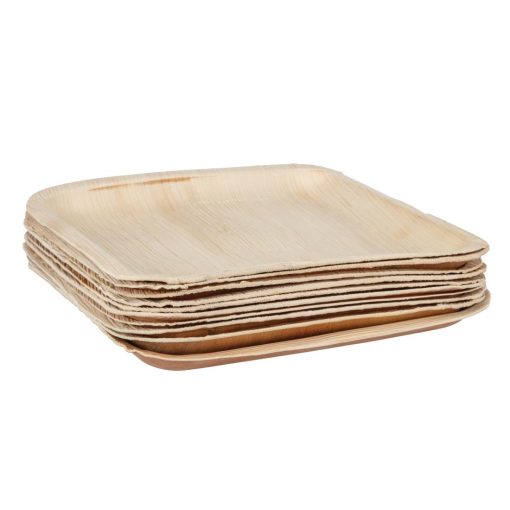 Fiesta Compostable Palm Leaf Plates Square 250mm Pack of 100 (HT875)