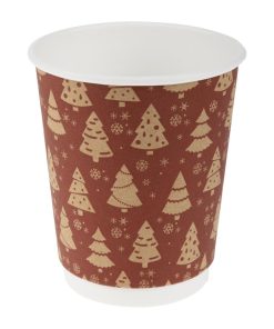 Fiesta Recyclable Festive Double Wall Hot Cups 8oz Pack of 500 (HX280)